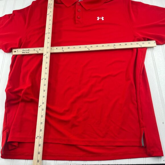 Under Armour Red 2XL Loose HeatGear Polo Shirt Short Sleeves - Picture 3 of 6